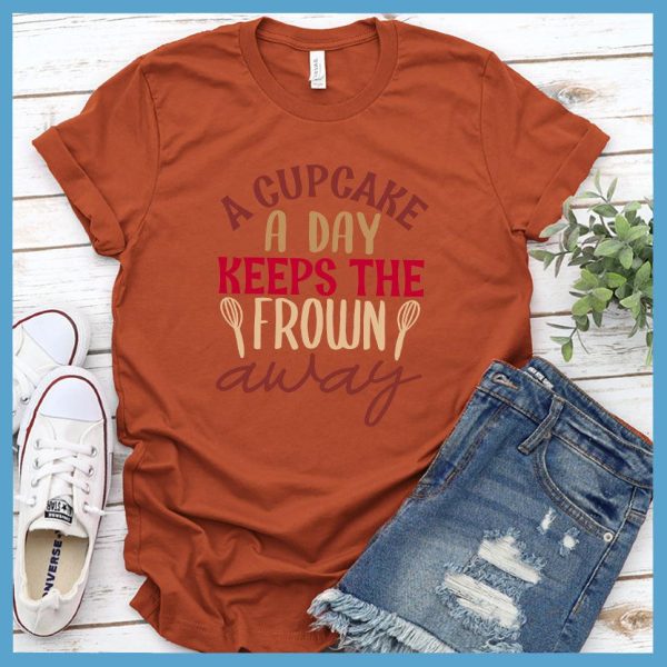 A Cupcake A Day Keeps The Frown Away T-Shirt Colored Edition_9814